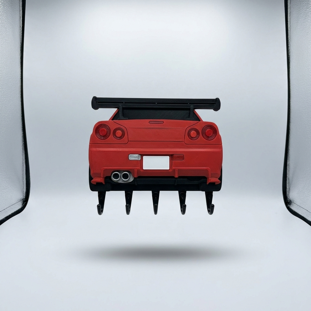 3D printed red supercar rear key holder