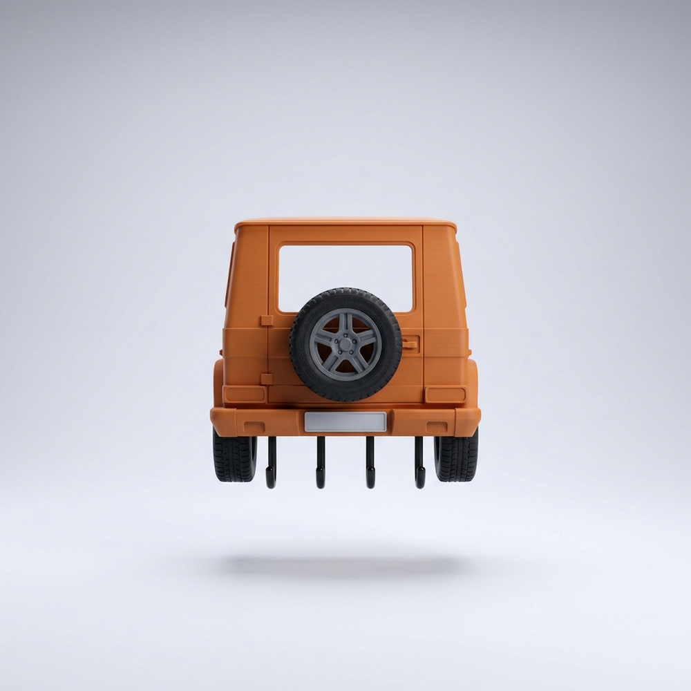 3D printed orange off-road SUV rear key holder
