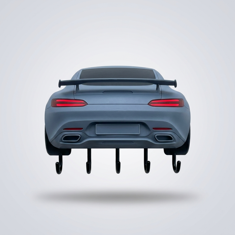 3D printed grey-blue GT coupe rear wing key holder
