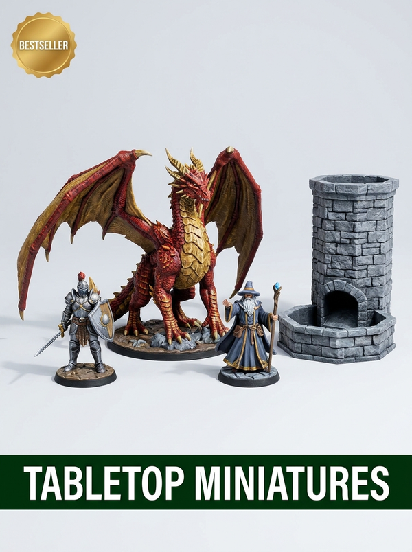 3D printed fantasy hero miniature set