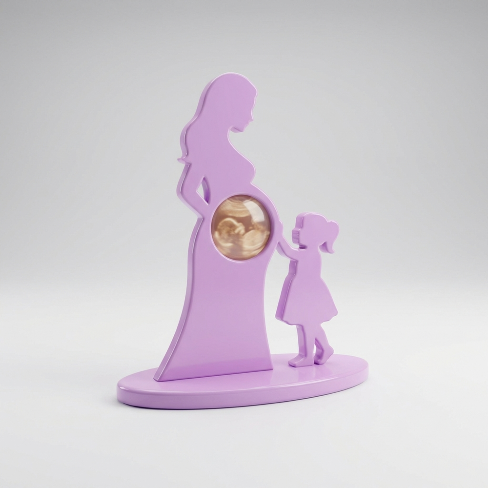 Lilac 3D printed mother and daughter ultrasound keepsake