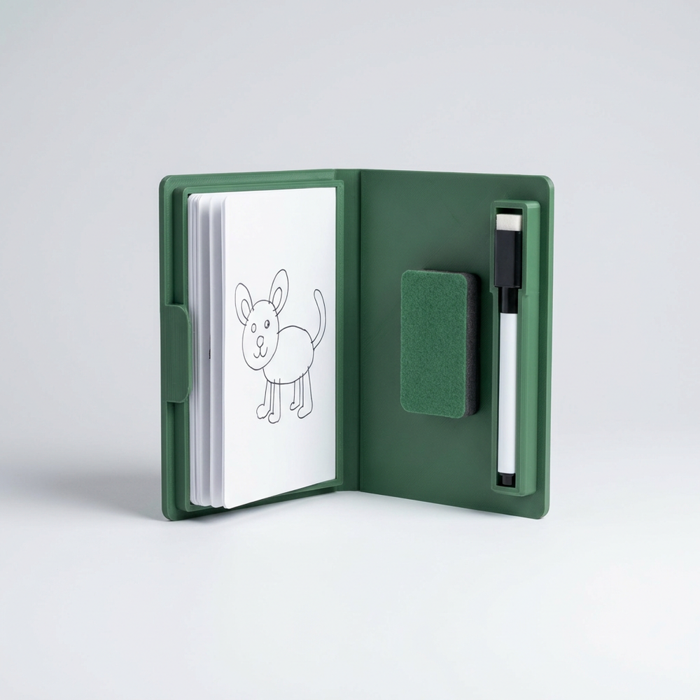 3D printed reusable kids coloring kit green booklet