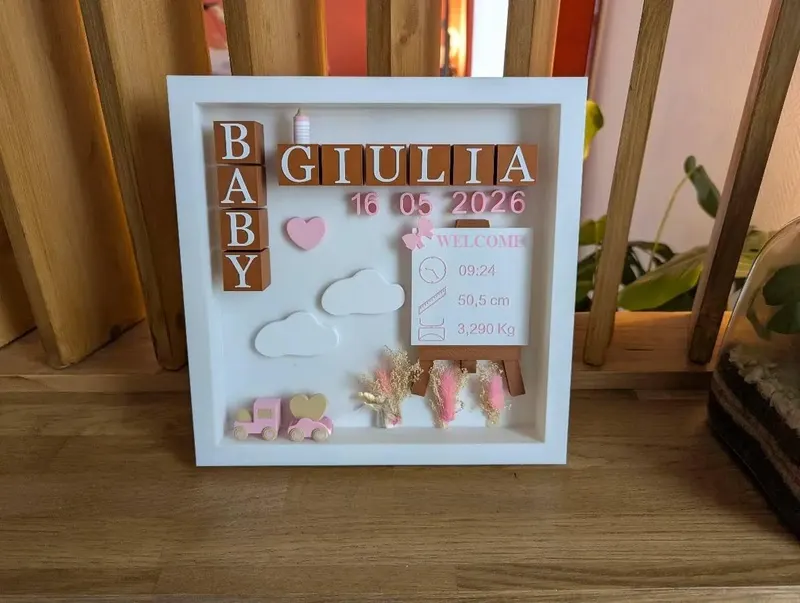Personalised Baby Birth Frame with Name and Birth Stats