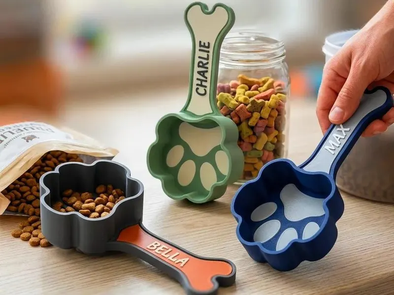 Personalised Dog Food Scoop & Name Tag Kit, Paw Kibble Measure, New Puppy Gift — photo 6